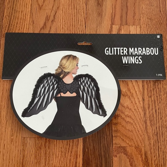 Halloween Costume Dark Angel glitter fur wings and headpiece - Picture 2 of 5